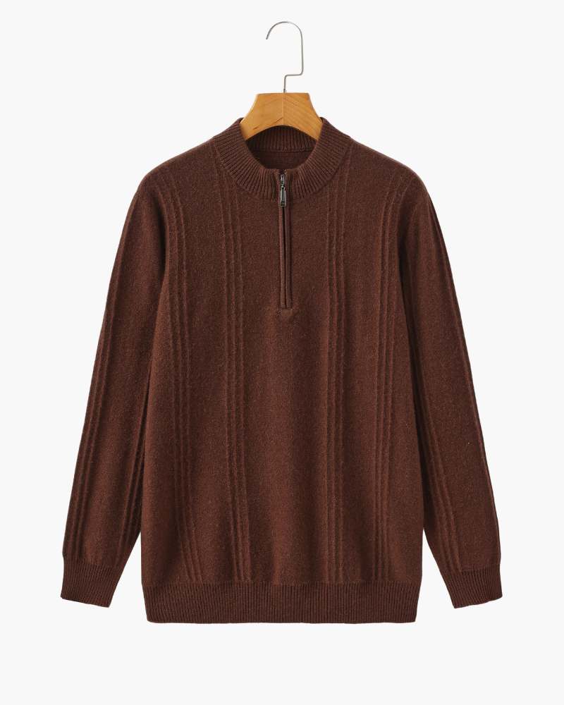 100% Cashmere Ribbed Half Zip - Old Money