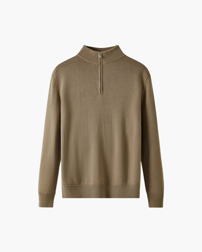 100% Merino Wool Zip Up - Old Money